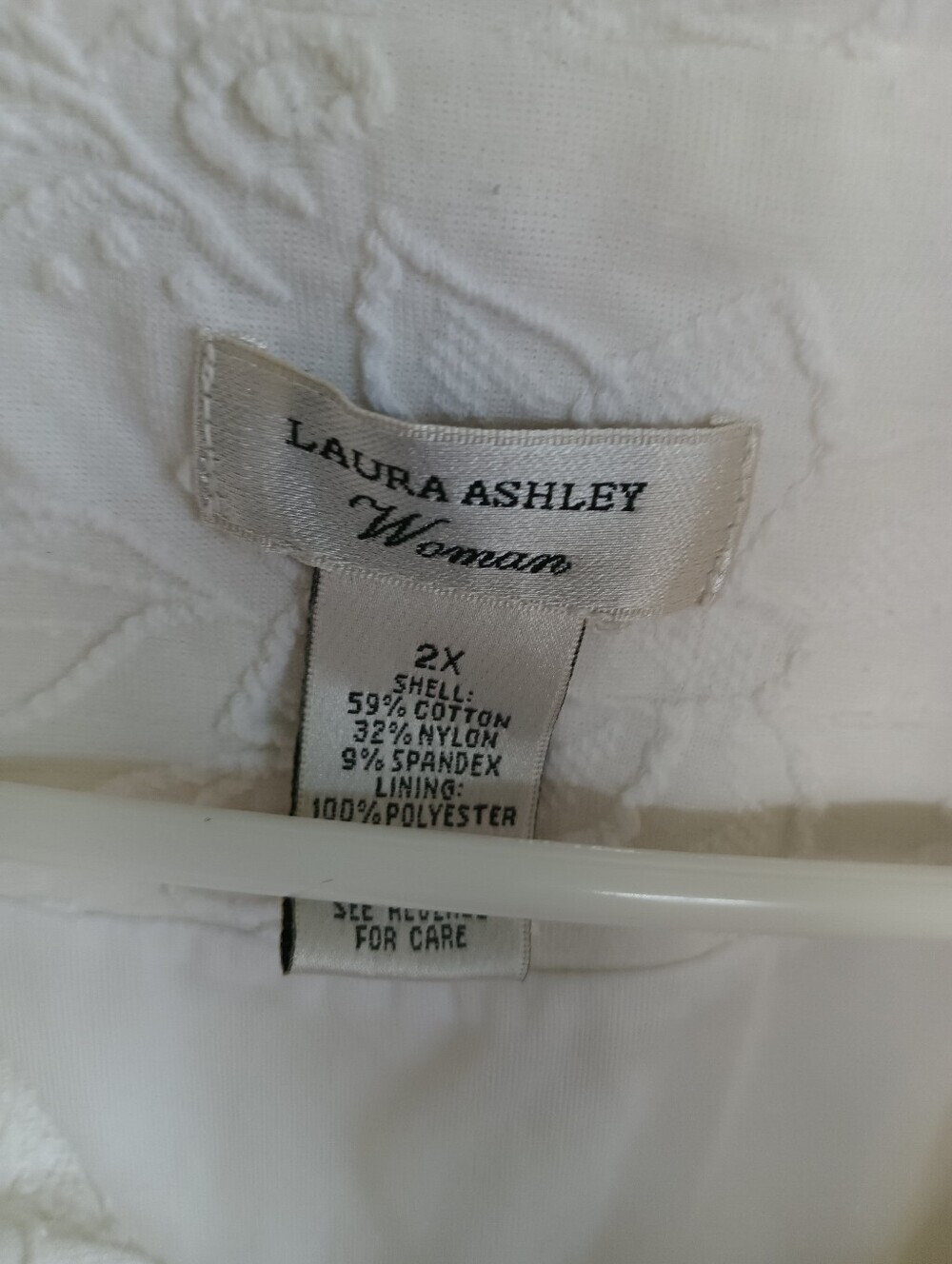 Laura Ashley White Rose Textured Zip Front Jacket Large Floral - Picture 5 of 9